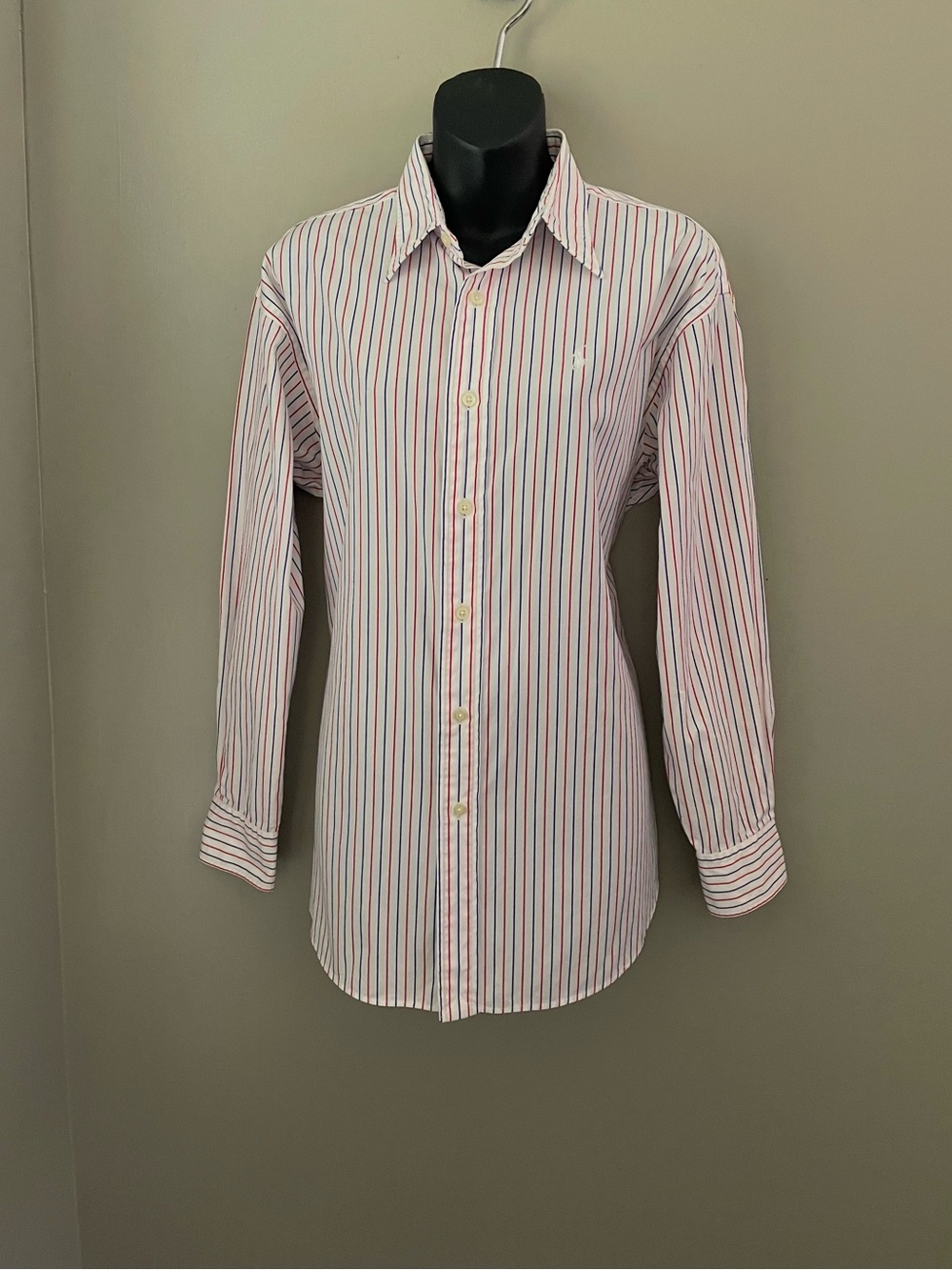 Polo Sport by Ralph Lauren White Button-Up Shirt with Red & Blue Stripes